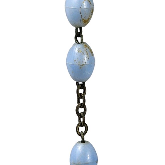 Vintage Light Blue Rosary Beads with Ornate Brass Crucifix & Mary Centerpiece - Picture 12 of 12